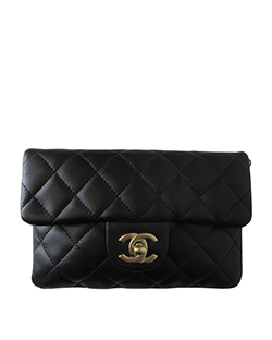 Mini CC Chain Zip Flap Bag, Leather, Black, 17872439, DB/B, 3